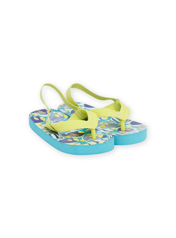 Blue fish print flip flops child boy NOTONGFISH / 22KK3682D01010