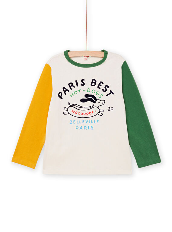 Two-tone long sleeve T-shirt with hot dog print POMUTEE2 / 22W902R1TML007