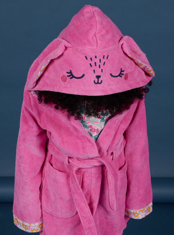 Child girl pink hooded robe with rabbit animation NEFAROBRAB / 22SH11G1RDCD330