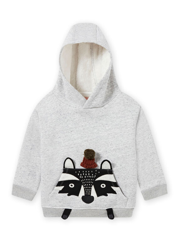 Baby boy grey animal print hoodie MOSAUSWE / 21W902P1SWEJ922