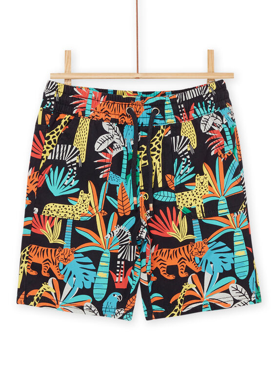 Black and white shorts with multicolored jungle print ROJUNBER3 / 23S902U2BERC243
