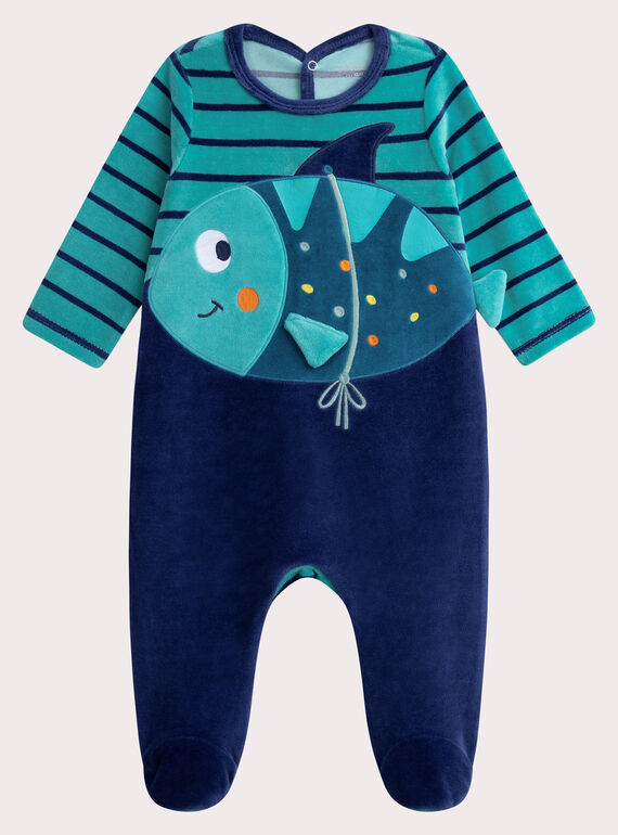 Baby boys' blue rompers WEGAGREPOI / 25SH1492GRE202