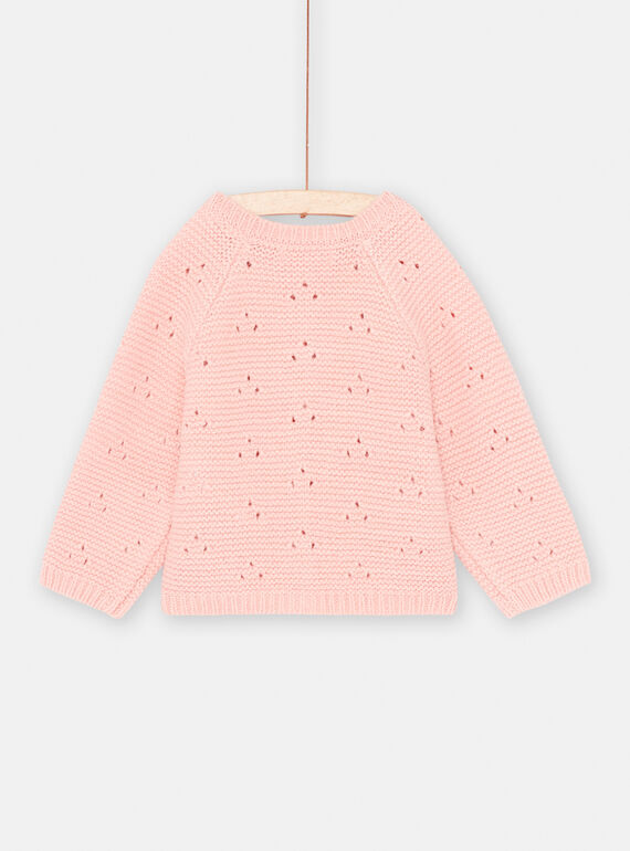 Baby Girl Tea Pink Fancy Stitch Knit Cardigan SIFORCAR1 / 23WG09K1CARD329