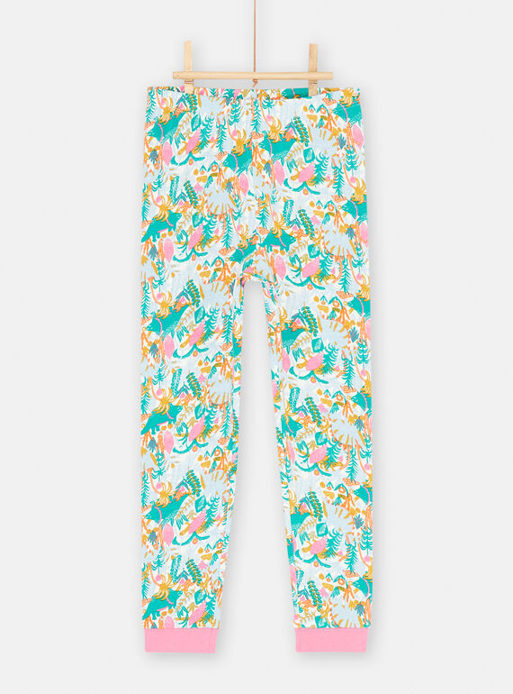 Girl's ecru tropical print pyjama SEFAPYJDIN / 23WH1142PYJ001