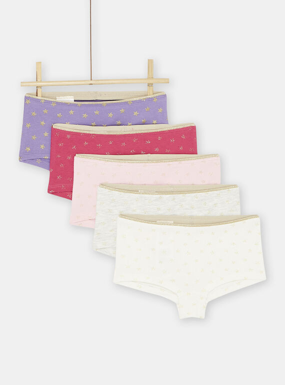 Set of 5 multicolored shortys for girls SEFAHOTSEM2 / 23WH1161SHY001