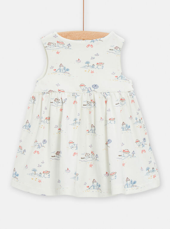 Off-white dress with sparrow print TOU2ROB / 24SF03I1ROBA001