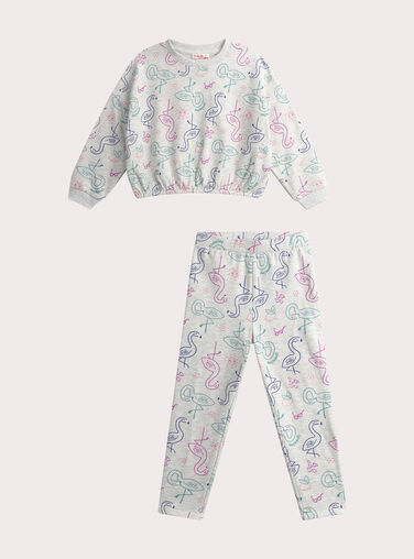 Girl's mottled grey pyjamas WEFAPYJFLA / 25SH1195PYJJ920