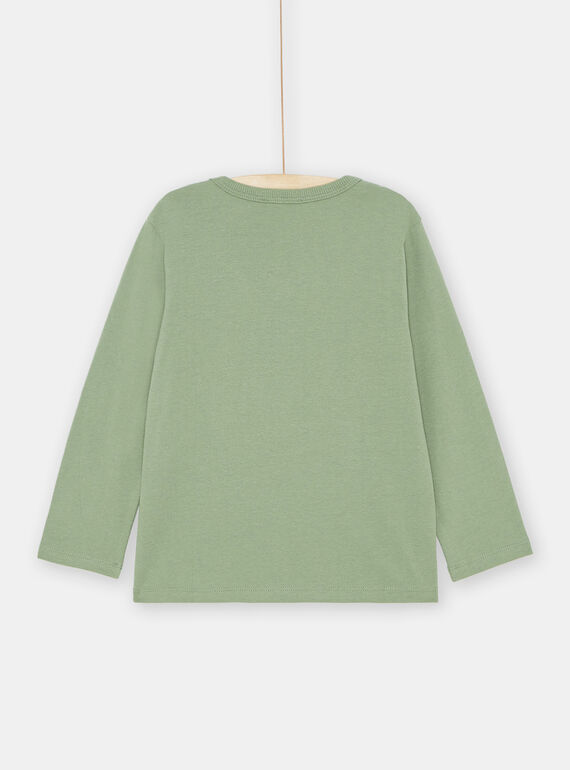 Boy's green T-shirt with reversible sequins SOKYOTEE3 / 23W902I2TMLG606