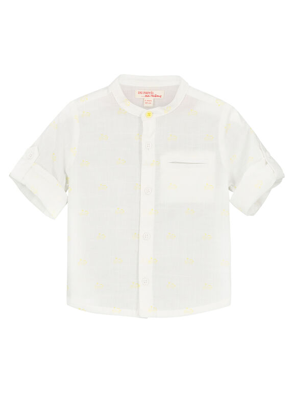 Baby boys' white Mandarin collar shirt FUPOCHEM / 19SG10C1CHM099