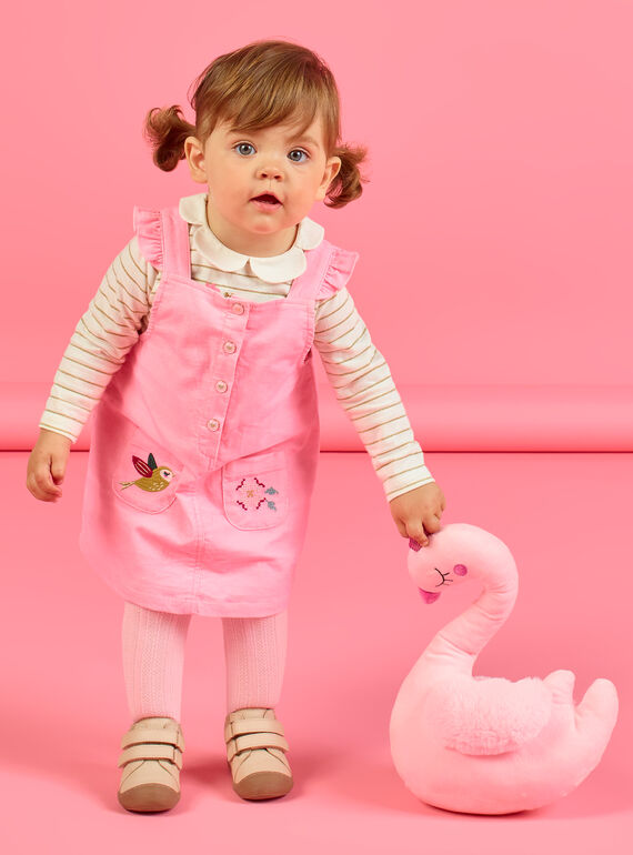 Baby girl pink corduroy dress MIKAROB2 / 21WG09I2ROBD316