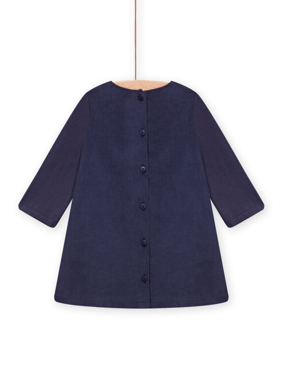 Baby girl navy blue velvet dress with embroidered savannahs MIPLAROB1 / 21WG09O3ROBC202