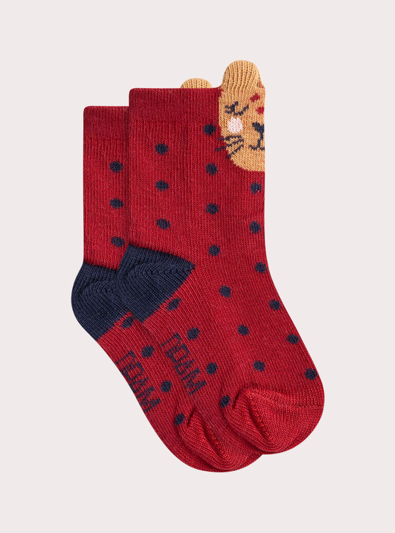 Animated red socks for baby girl VYIKOSOCK / 24WI09G3SOQ511