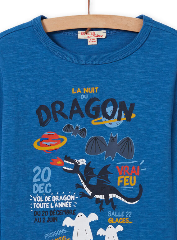Boy's blue dragon T-shirt MOPLATEE2 / 21W902O1TML221