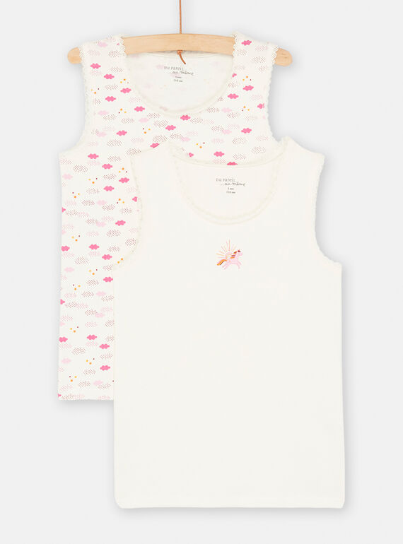 2 ecru tank tops with lace finish SEFADEL3 / 23WH1171HLI001