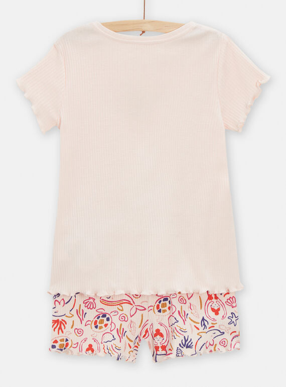 Nude pyjamas with mermaid and dolphin print for girls TEFAPYJCOT / 24SH1152PYJD319