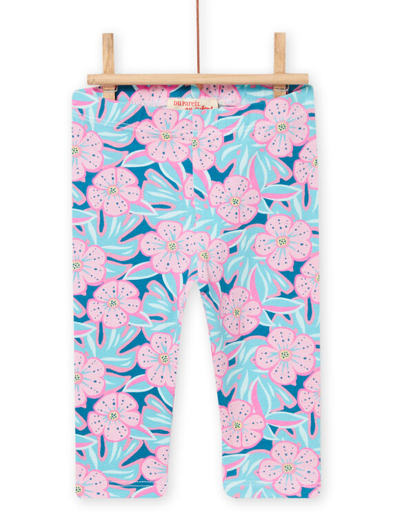 Baby girl blue and pink floral print legging NYIFICLEG / 22SI09U1CAL215