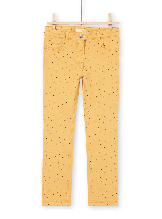 Girl's mustard twill star print pants MAJOPANT1 / 21W90123PANB106