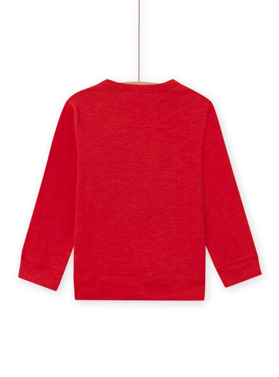 Boy's red long sleeve t-shirt with dinosaur print MOFUNTEE2 / 21W902M3TMLF505