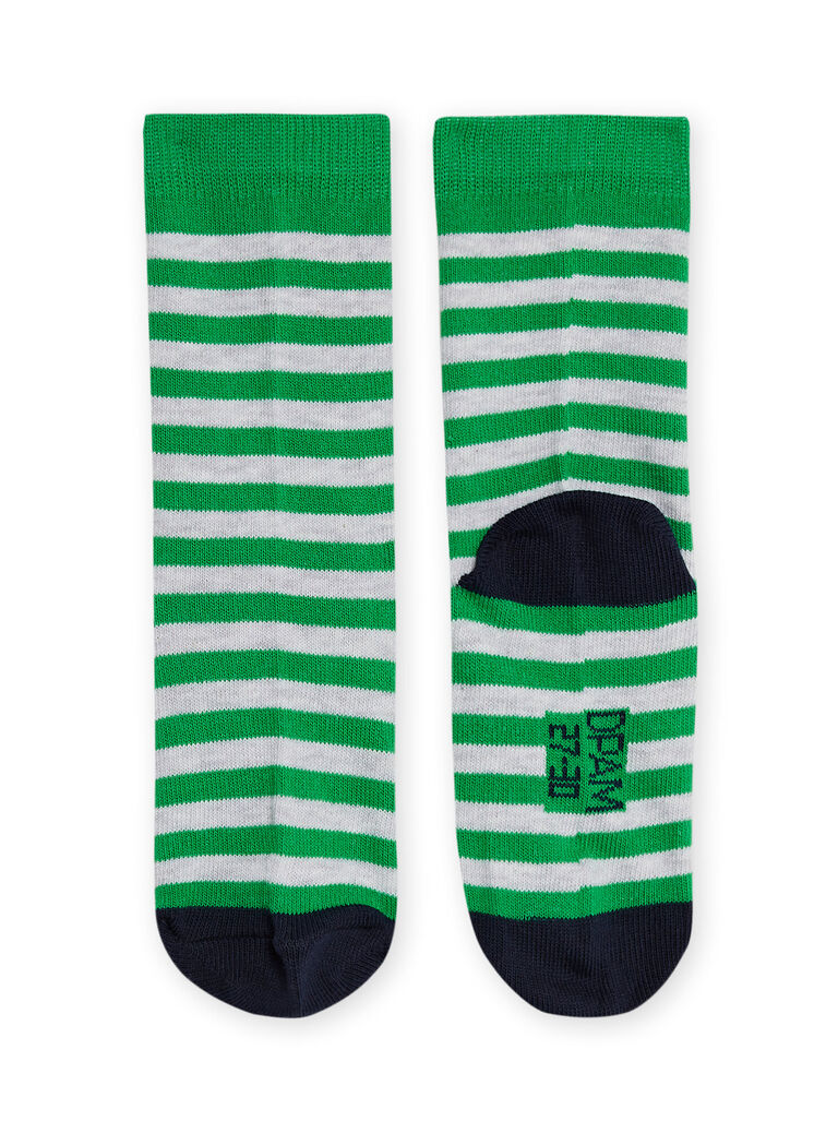 Kiwi green and grey striped socks child boy NYOJOCHOR3 / 22SI0269SOQ617