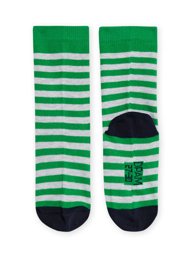 Kiwi green and grey striped socks child boy NYOJOCHOR3 / 22SI0269SOQ617
