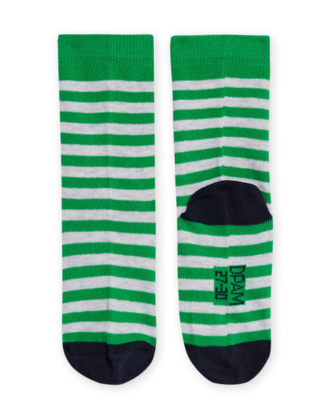 Kiwi green and grey striped socks child boy NYOJOCHOR3 / 22SI0269SOQ617