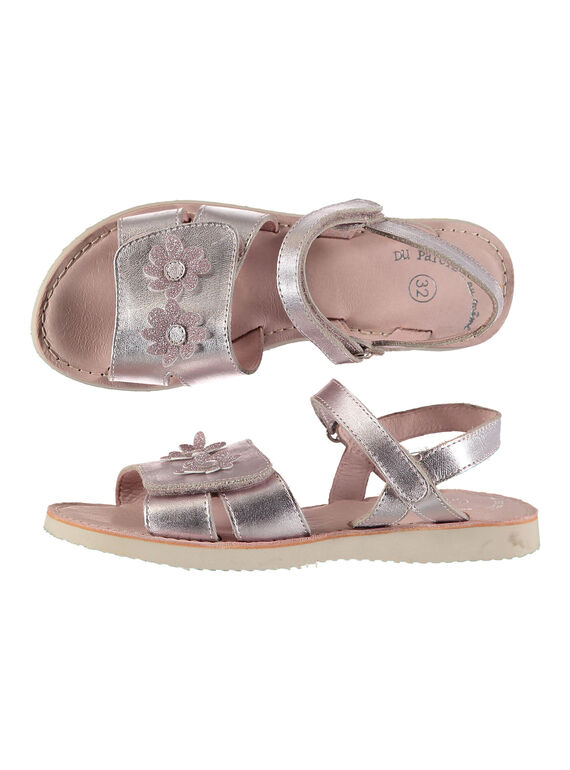 Girls' smart metallic leather sandals FFSANDSAM / 19SK35C3D0E030