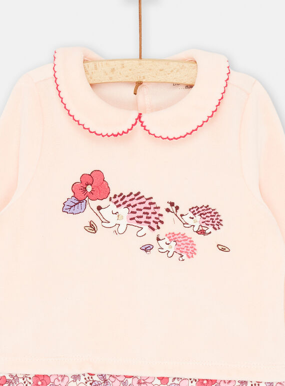 Pink and purple romper with floral pattern SEFIGRELIB / 23WH1352GRED328