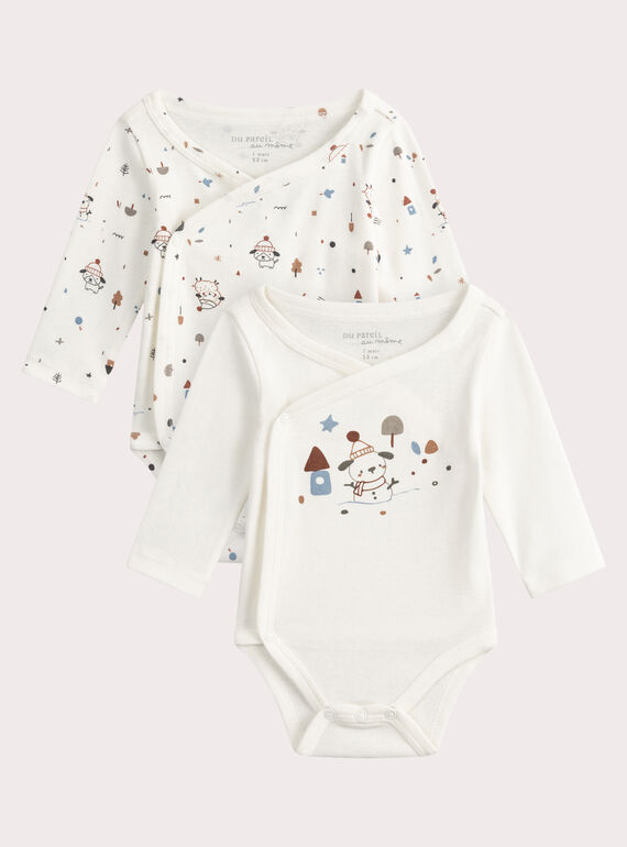 Set of 2 printed rib ecru bodysuits  VOU2BOD2 / 24WF04D1BDN001