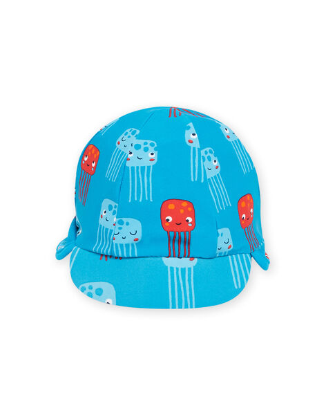 Baby boy blue hat with jellyfish print NYUCASQ2 / 22SI10L1CHAC215