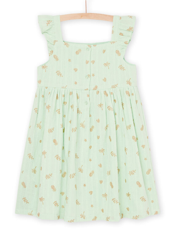 Almond green dress with ruffled sleeves RAEXOROB2 / 23S901V3ROB611