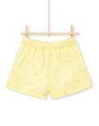 Yellow sequined fruit print shorts LAJAUSHORT / 21S901O1SHO116