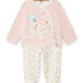 Velvet pyjamas with elephant and flower print baby girl