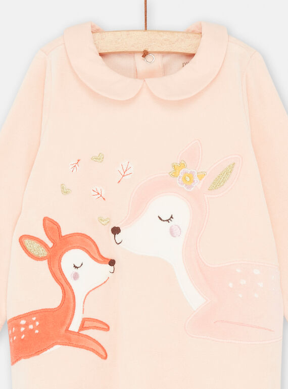 Baby girl pink velvet romper SEFIGREMAM / 23WH1342GRE009