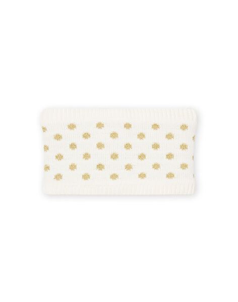 Baby girl ecru snood with gold polka dots MYIKASNOO / 21WI0951SNO001