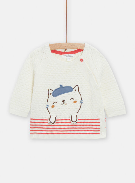 Off-white knitted cardigan with cat motif TOU1GIL / 24SF05H1GILA001