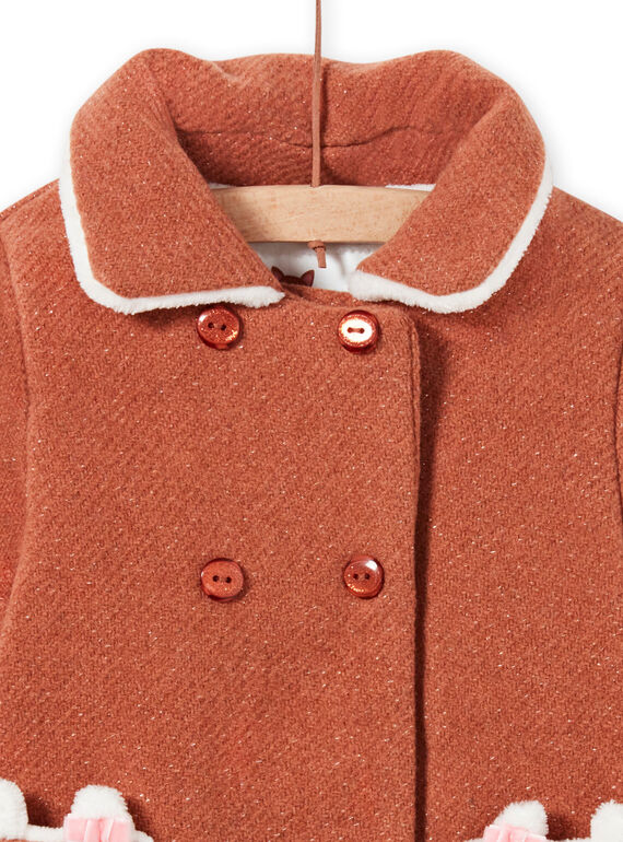Baby girl brown wool coat with fox pattern MICHECKMAN / 21WG0961MAN817