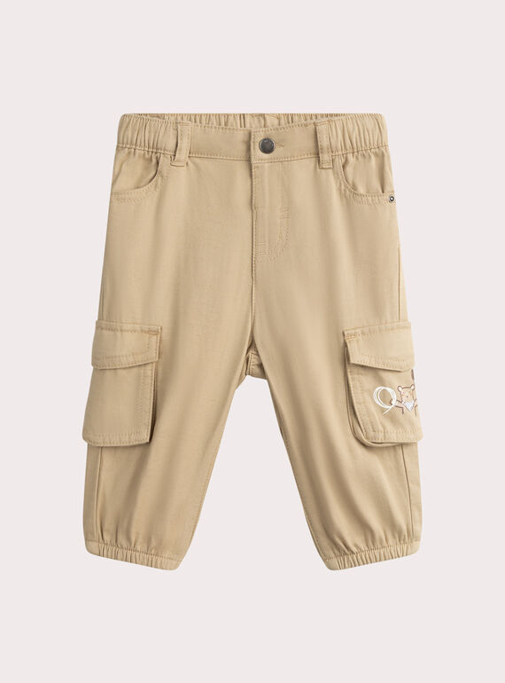 Baby boys' hazelnut coloured trousers WULANPAN1 / 25SG1044PAN821