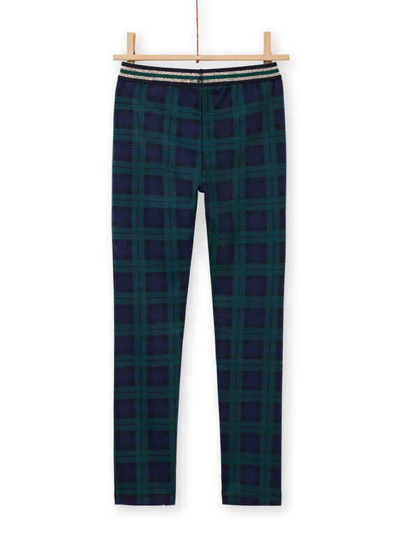 Blue and green milano pants with tartan print child girl MAJOMIL3 / 21W90113PANC243