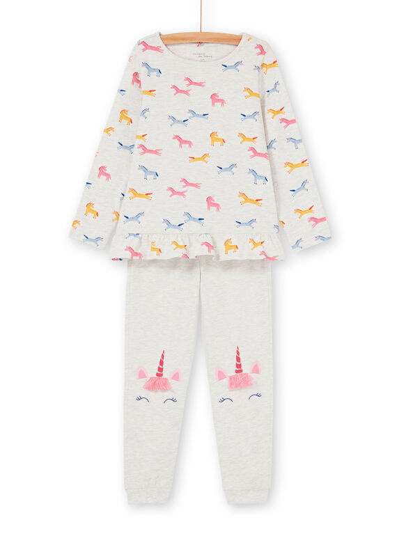 Pyjama t-shirt and pants grey and pink child girl LEFAPYJUNI / 21SH115APYJ006