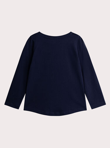 Navy flower t-shirt in pink sequins for girls  VAKLITEE1 / 24W90141TML070