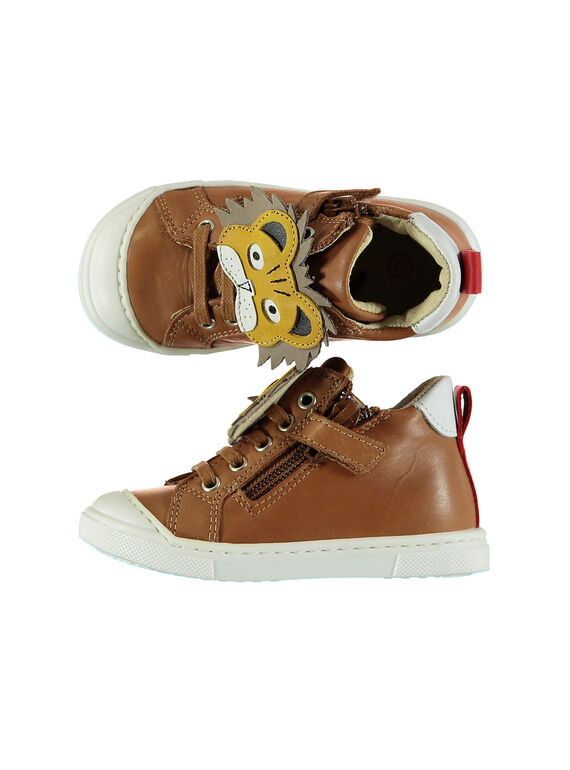 Baby boys' smart leather trainers. FBGBASLEO / 19SK3842D3F804