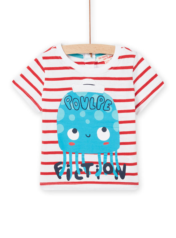 baby boy white, red and blue short sleeve t-shirt NUFICTI1 / 22SG10U3TMC000