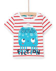 baby boy white, red and blue short sleeve t-shirt NUFICTI1 / 22SG10U3TMC000