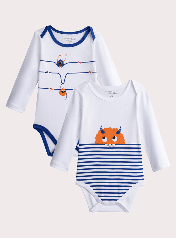 Set of 2 long-sleeved bodysuits with monster pattern for baby boy  VEGABODMON / 24WH1482BDL000