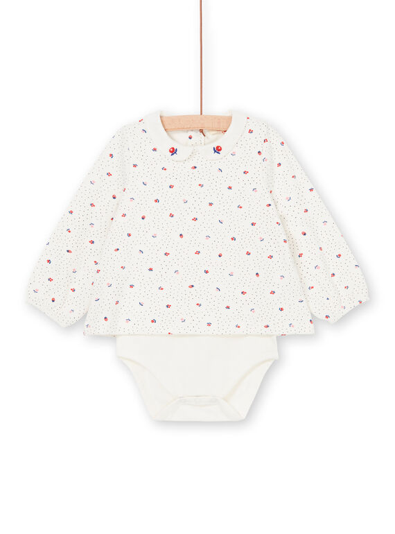 Body ecru and red with polka dots and flowers baby girl LIHABOD2 / 21SG09X1BOD001