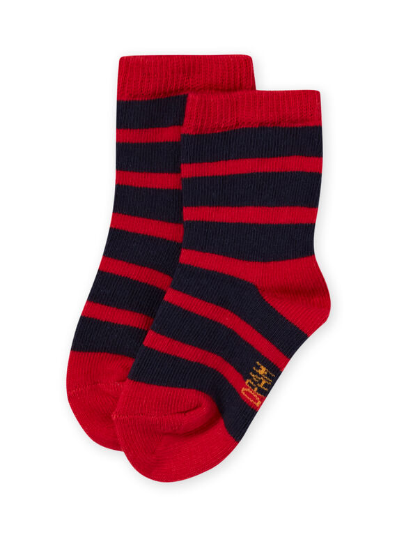 Baby boy's navy blue socks with red stripes MYUJOCHOR3 / 21WI1014SOQ713