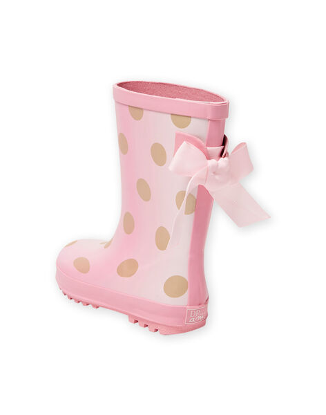 Pink rain boots with golden dots child girl MAPLUIPOIS / 21XK3514D0C321