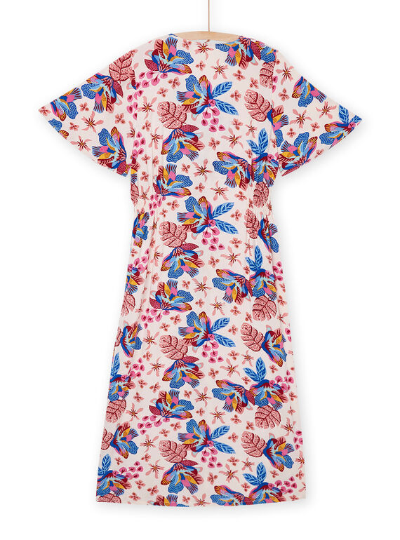 Powder pink long dress with exotic print RAMUMROB1 / 23S993G2ROBD327