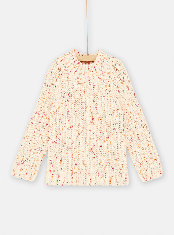 Ecru sweater with colorful plumeti motif SALOPULL2 / 23W901R1PUL003