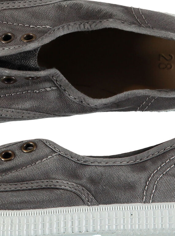 Boys' plain canvas trainers FGTENGREY / 19SK36B3D16940